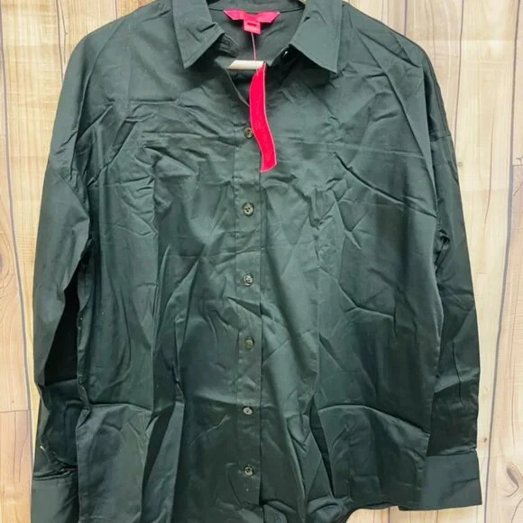 Long Sleeve Stevey Relaxed Shirt Onyx Black Size M Lilly Pulitzer NWT - Picture 3 of 3